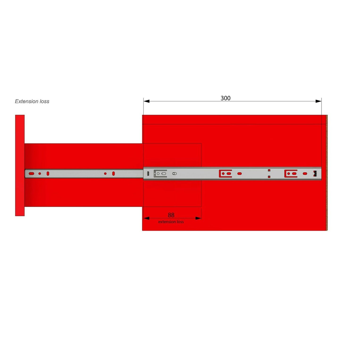 Guide per cassetti con cuscinetti a sfera 300mm - H27 (sinistra e destra) Furnica 