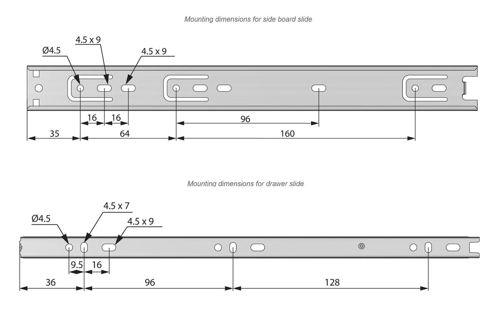 Guide per cassetti con cuscinetti a sfera 300mm - H30 (sinistra e destra)