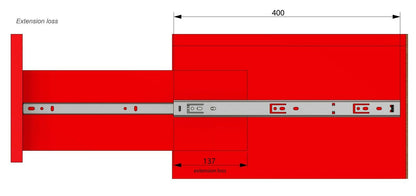 Guide per cassetti con cuscinetti a sfera 400mm - H27 (sinistra e destra) Furnica 