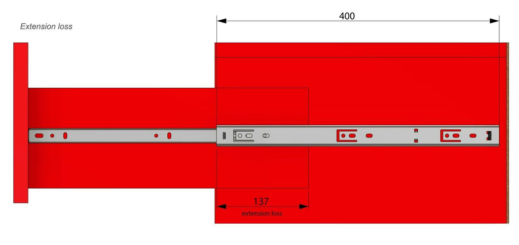Guide per cassetti con cuscinetti a sfera 400mm - H27 (sinistra e destra)