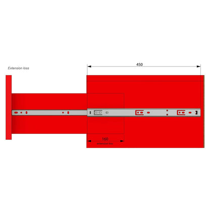 Guide per cassetti con cuscinetti a sfera 450mm - H27 (sinistra e destra) Furnica 
