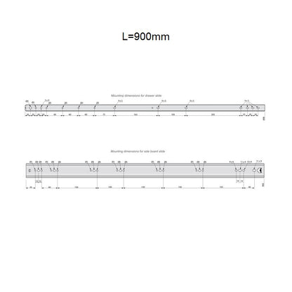 Guide per cassetti con cuscinetti a sfera 900mm - H53 (sinistra e destra) Furnica 