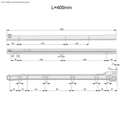 Guide scorrevoli per cassetti 0.9mm - Bianco NTP 