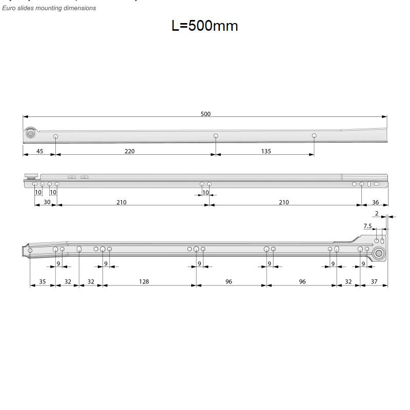 Guide scorrevoli per cassetti 0.9mm - Bianco NTP 