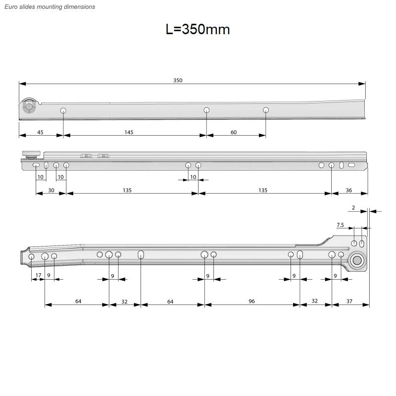Guide scorrevoli per cassetti 0.9mm - Bianco NTP 