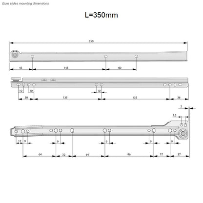 Guide scorrevoli per cassetti 0.9mm - Bianco NTP 
