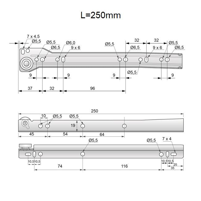 Guide scorrevoli per cassetti 0.9mm - Bianco NTP 