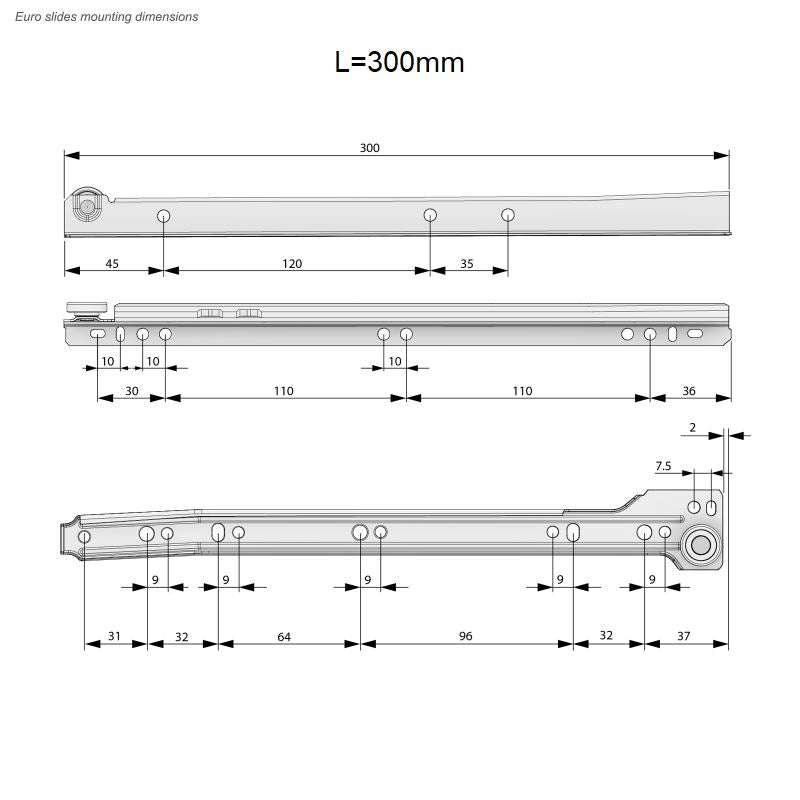 Guide scorrevoli per cassetti 0.9mm - Bianco NTP 