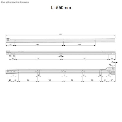 Guide scorrevoli per cassetti 0.9mm - Bianco NTP 