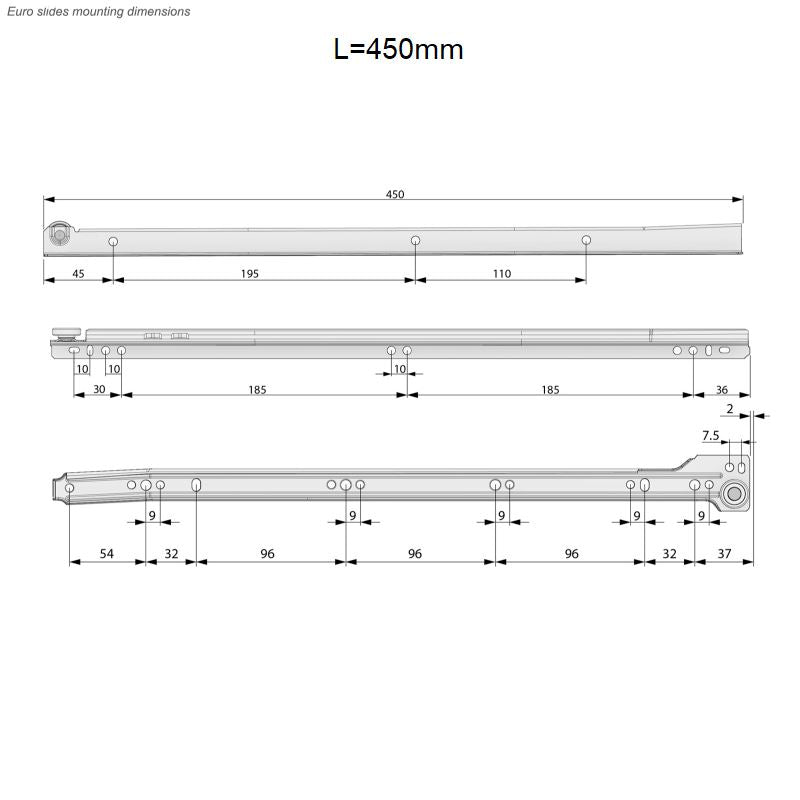 Guide scorrevoli per cassetti 0.9mm - Bianco NTP 