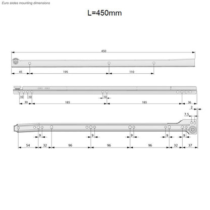 Guide scorrevoli per cassetti 0.9mm - Bianco NTP 