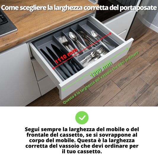Portaposate per cassetti 1200mm - Profondità: 490mm - Metallico