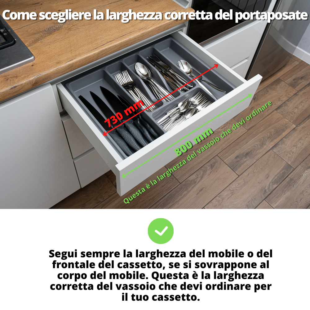 Portaposate plastica 60 cassetto cucina regolabile - Cucina