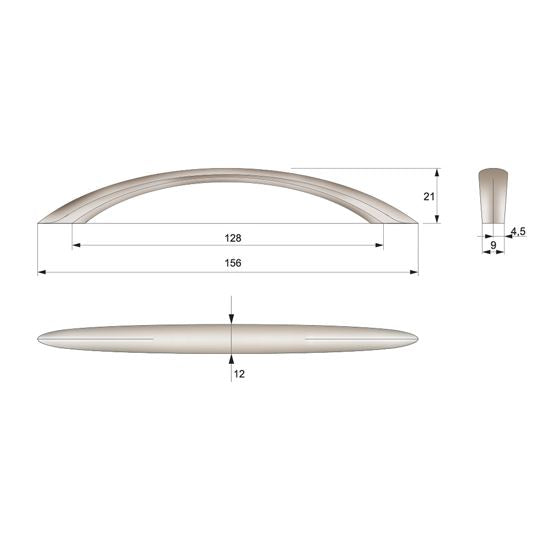 Maniglia per mobili moderni L128mm, Raso NTP 