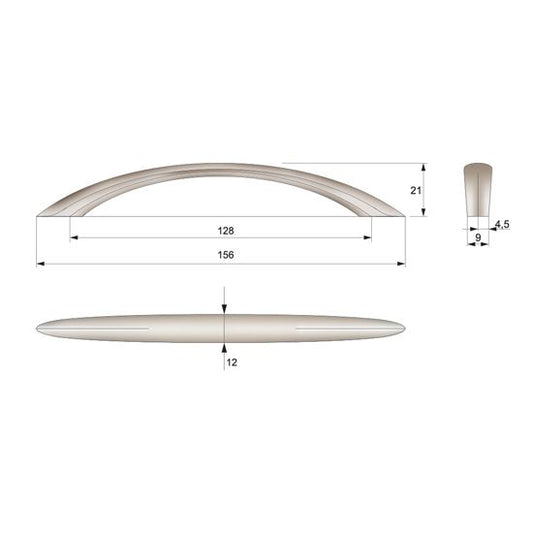 Maniglia per mobili moderni L128mm, Raso NTP 