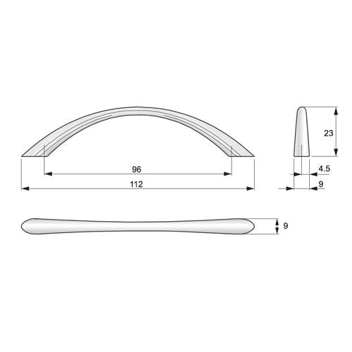 Maniglia per mobili moderni L96mm - Cromo