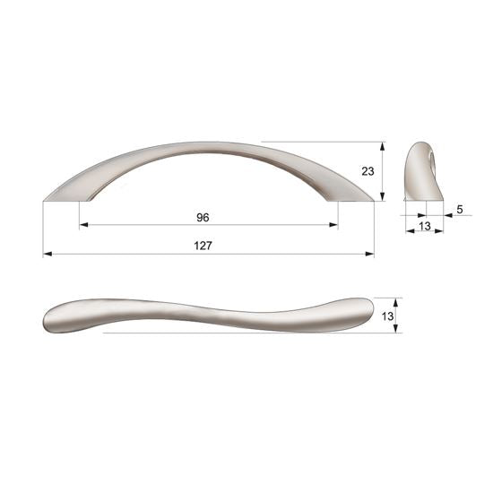 Maniglia per mobili moderni L96mm, Raso