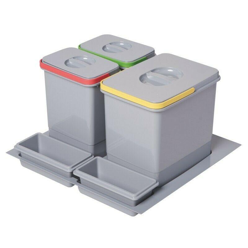 Pattumiera differenziata sottolavello 3 secchi (15L + 2x7L) - 60cm per cucina Furnica 