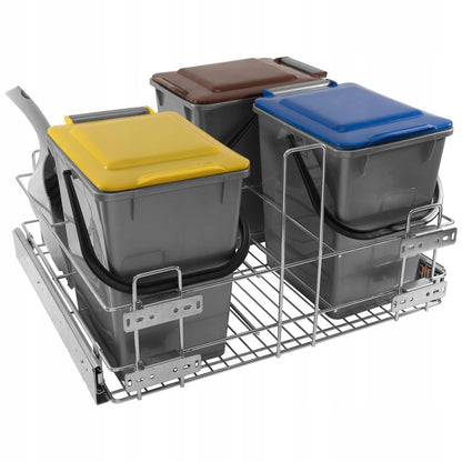 Pattumiera differenziata sottolavello 3 secchi x 10L - Soft Close Furnica 