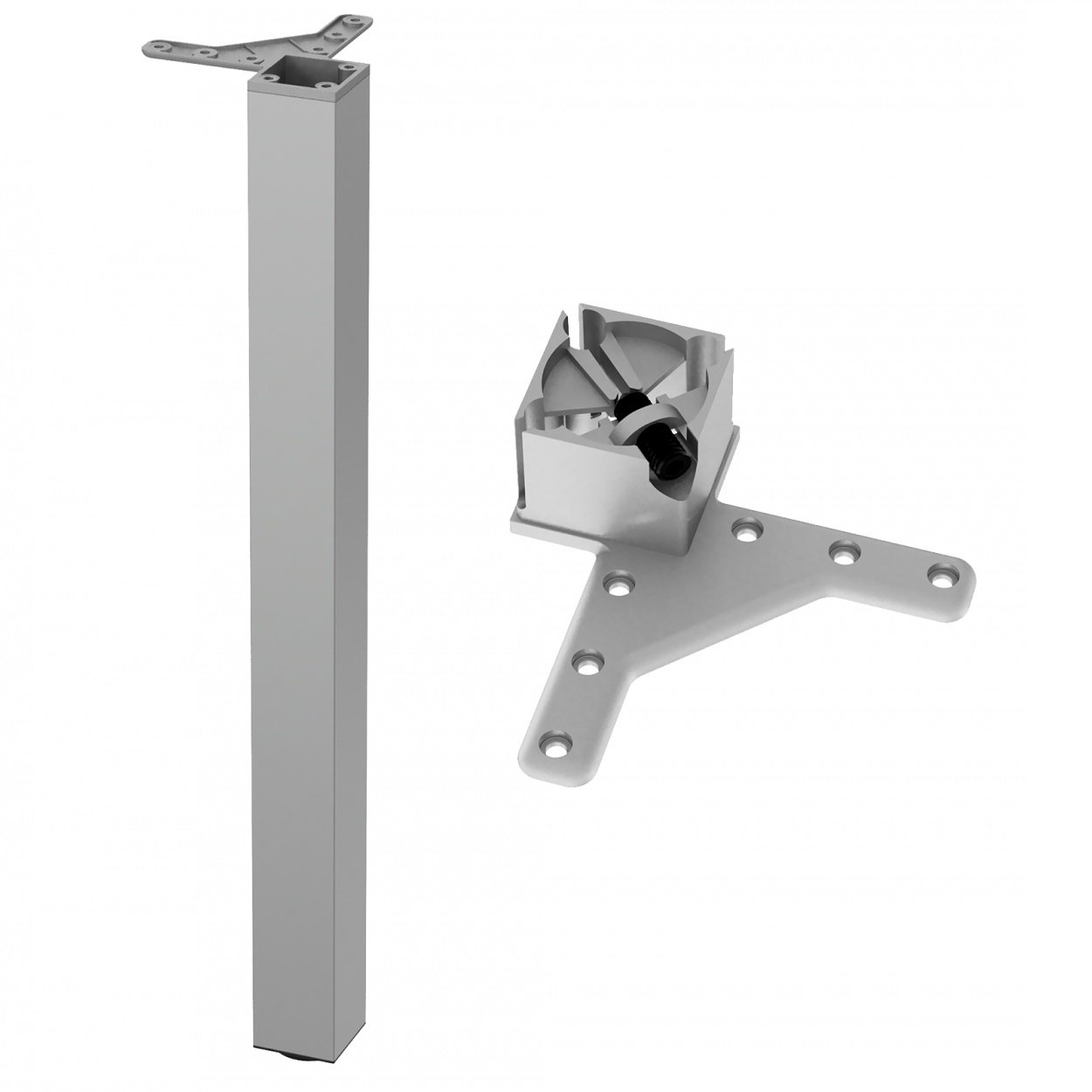 Piedini per Mobili regolabili alluminio 710mm - Altezza 100mm Furnica 