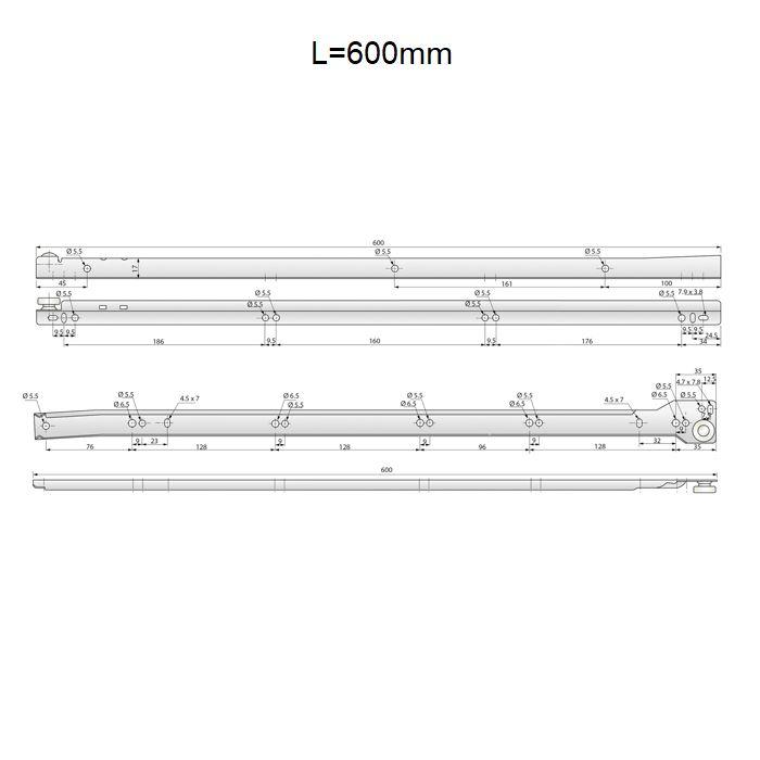 Guide scorrevoli per cassetti 600mm - Bianco