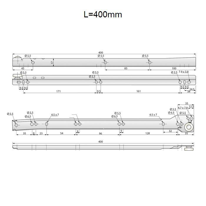 Guide scorrevoli per cassetti 400mm - Bianco