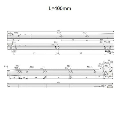 Guide scorrevoli per cassetti 400mm - Bianco