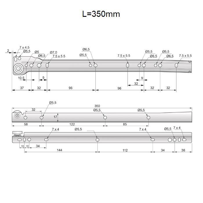 Guide scorrevoli per cassetti 350mm - Bianco