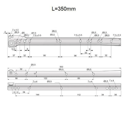 Guide scorrevoli per cassetti 350mm - Bianco