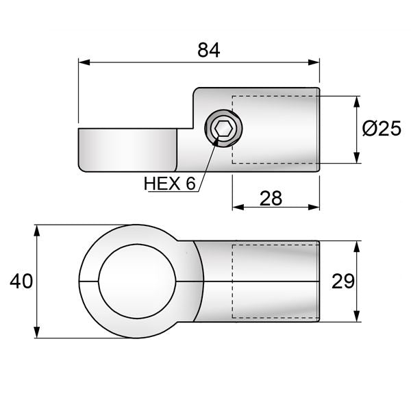 Supporto mezzo tipo-S per asta appendiabiti 25mm - Cromo NTP 