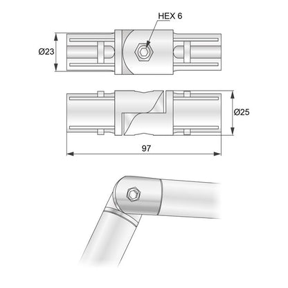 Supporto per asta appendiabiti 25mm - Cromo NTP 