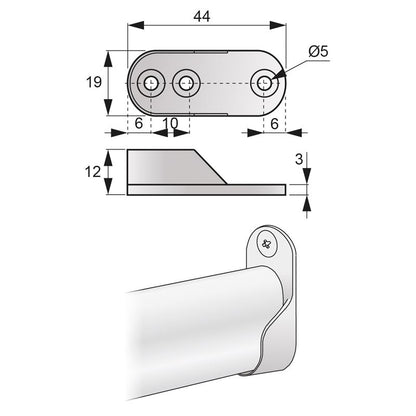 Supporto per asta appendiabiti ovale 15x30 - Nichel NTP 