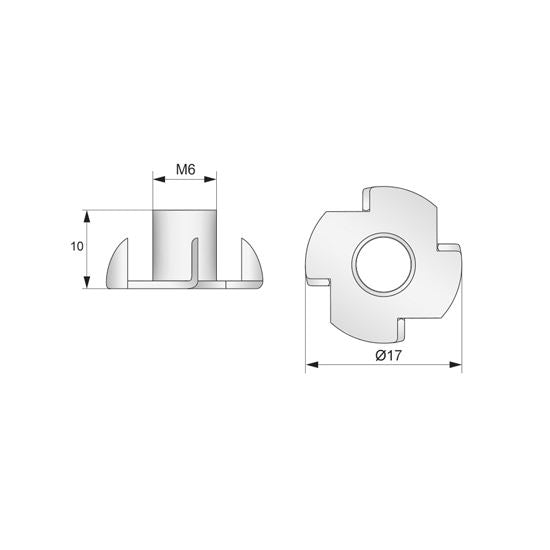 T Dadi a Quattro Punte M6/M8 (1000 pz) NTP 