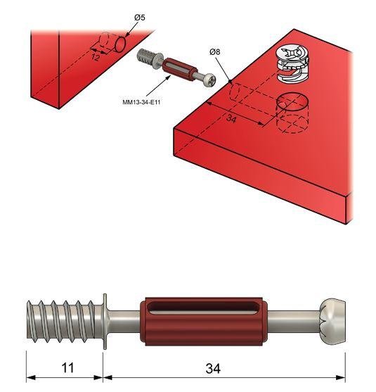 Viti di giunzione per mobili L34mm con Euroviti (1000 pz)