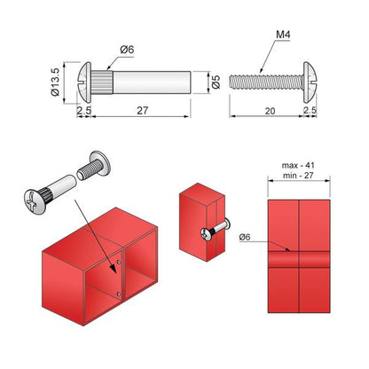 Viti per assemblaggio mobili Ø6 NTP 