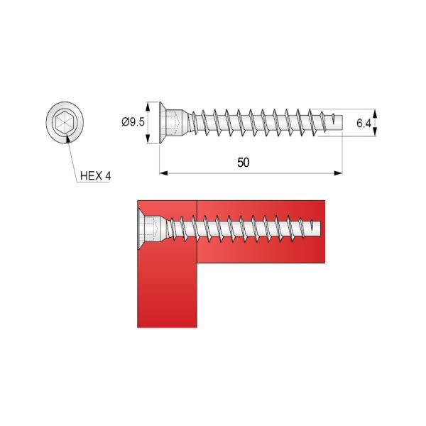 Viti per mobili - 6.4x50mm (100 pz)