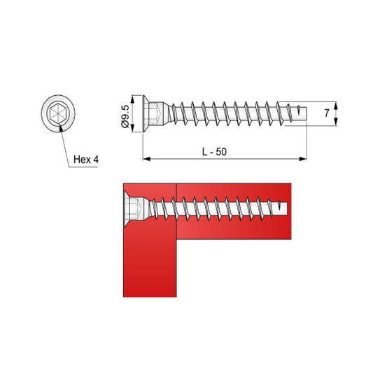 Viti per mobili - 7.0x50mm (200 pz) NTP 